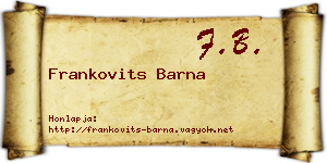 Frankovits Barna névjegykártya