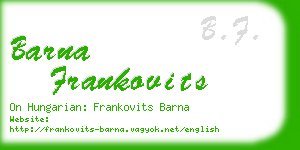 barna frankovits business card